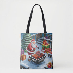 Santa Barbecue Christmas  Tote Bag