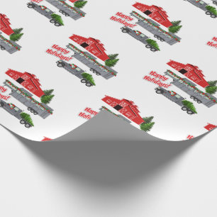 Santa Barn Truck Horse Trailer Christmas Wrapping Paper
