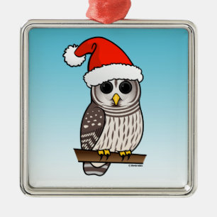 Santa Barred Owl Christmas Metal Tree Decoration