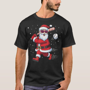 Santa Baseball Christmas Funny Pajamas Xmas Men  T-Shirt