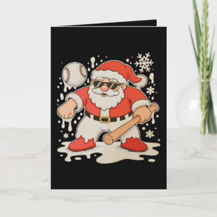 Santa Baseball Drip Snowflake Christmas Xmas Sport Card