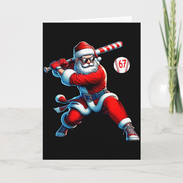 Santa Baseball Six Seven 6 7 Meme Christmas Men Bo Card (Front)