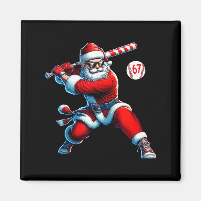Santa Baseball Six Seven 6 7 Meme Christmas Men Bo Magnet (Front)