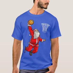 Santa Basketball Christmas Boys Men Slam Dunk Ball T-Shirt