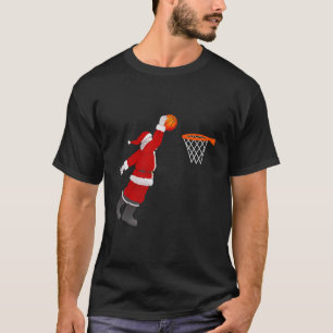 Santa Basketball Christmas Xmas Basketball Dunking T-Shirt