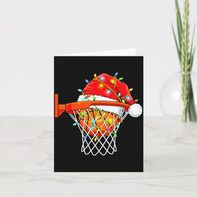 Santa Basketball Dunk Christmas Srts For Boys Girl Card (Front)