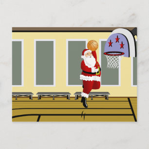 Santa Basketball Postcard