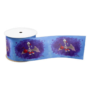Santa Bat blue ribbon spool Satin Ribbon