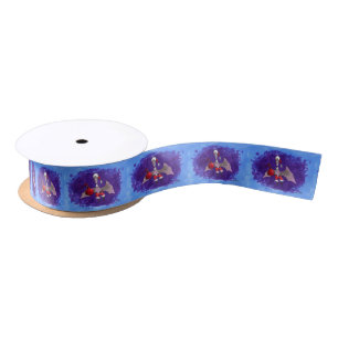 Santa Bat blue ribbon spool Satin Ribbon