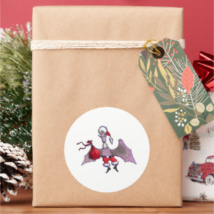 Santa Bat large round stickers sheet
