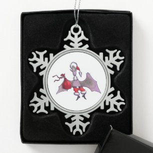 Santa Bat pewter snowflake ornament