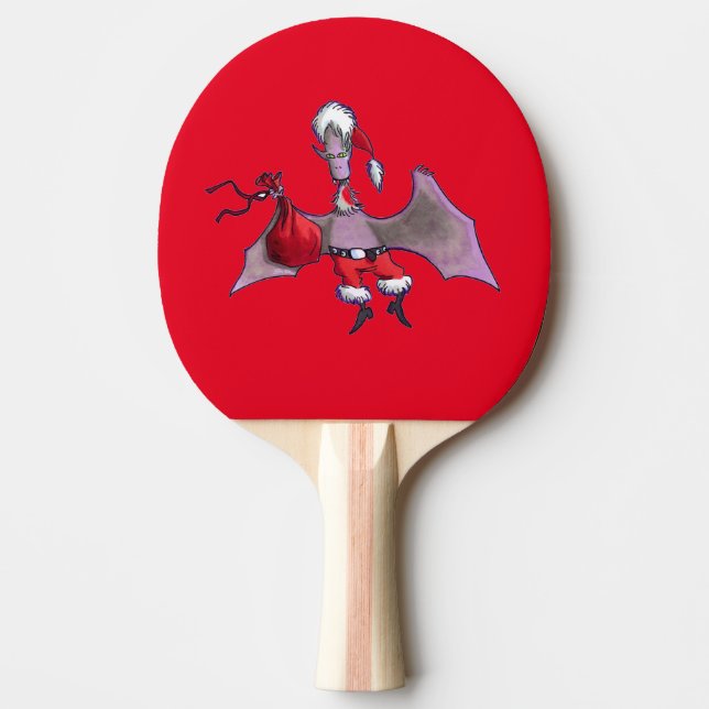 Santa Bat red ping pong paddle (Front)