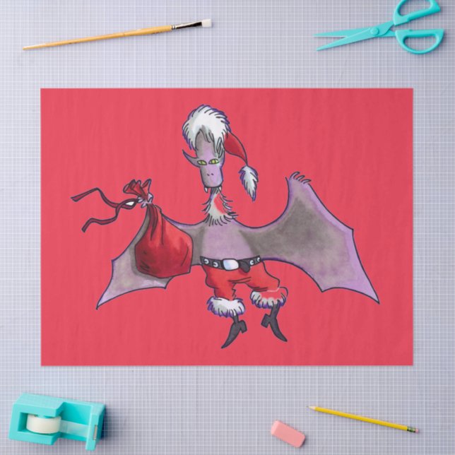 Santa Bat red tissue paper large (Craft)