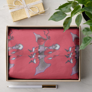 Santa Bat red tissue paper medium