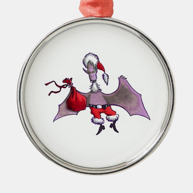 Santa Bat round premium ornament (Front)