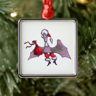 Santa Bat square premium ornament