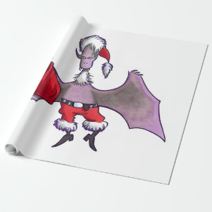 Santa Bat white glossy wrapping paper large