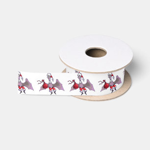 Santa Bat white ribbon spool Satin Ribbon
