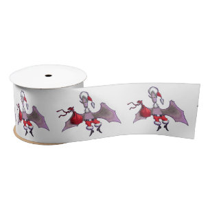Santa Bat white ribbon spool Satin Ribbon