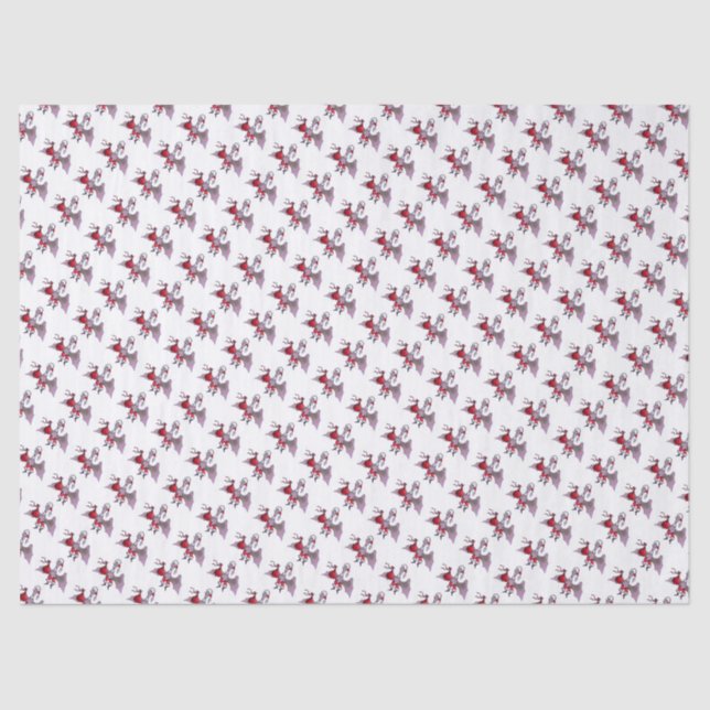 Santa Bat white tissue paper small (Front)