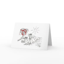 Santa BBQ on the beach Christmas card