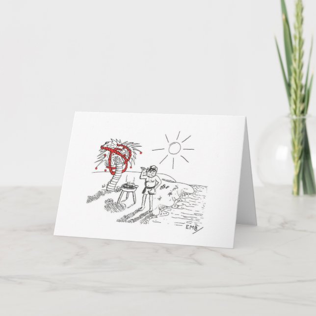 Santa BBQ on the beach Christmas card (Front)
