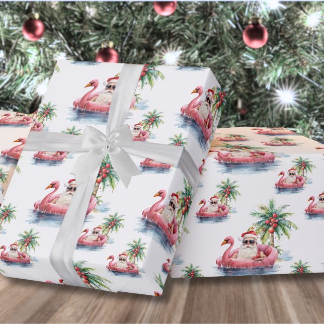 Santa Beach Christmas Wrapping Paper (Santa Claus Tropical Beach Christmas Wrapping Paper)