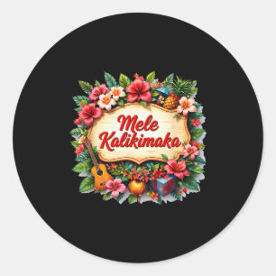 Santa Beach Mele Kalikimaka Hawaiian Tail Party Classic Round Sticker