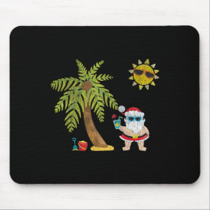Santa Beach Tropical Christmas In July Palm Trees Mouse Mat