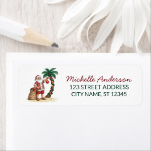 Santa Beach tropical Hawaiian Palm Return Address
