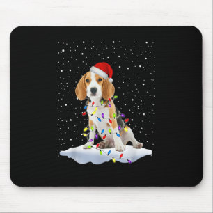 Santa Beagle Christmas Light Snowfake Dog Mum X-ma Mouse Mat
