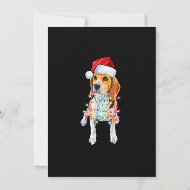 Santa Beagle Christmas Lights Christmas Dog Lover  Invitation (Front)