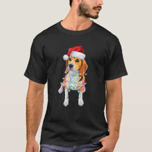 Santa Beagle Christmas Lights Christmas Dog Lover T-Shirt