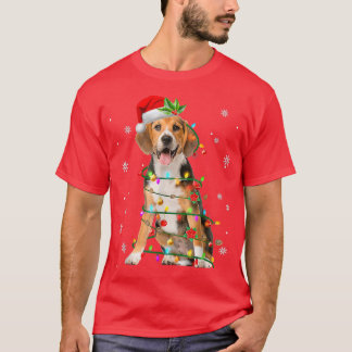 Santa Beagle Christmas Tree Funny Xmas Pajama Dog  T-Shirt
