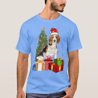 Santa Beagle Dog Christmas Tree Light Funny Xmas D T-Shirt
