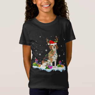 Santa Beagle Funny Lights Santa Reindeer Dog Lover T-Shirt