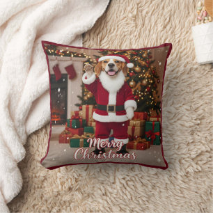 Santa Beagle Merry Christmas - Beagle Xmas Dog Cushion