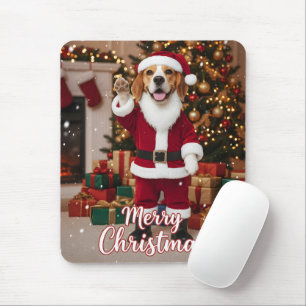 Santa Beagle Merry Christmas - Beagle Xmas Dog Mouse Mat