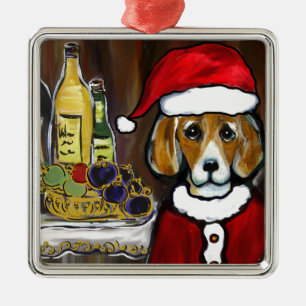 SANTA BEAGLE METAL TREE DECORATION