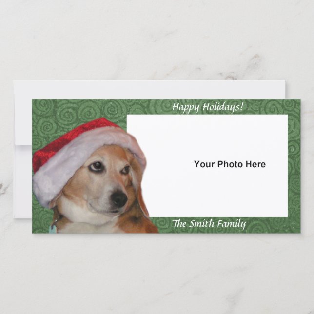 Santa Beagle Photo Christmas Card (Front)