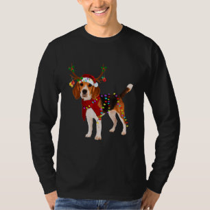 Santa Beagle reindeer Light Christmas Beagle Dad T-Shirt