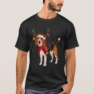 Santa Beagle Reindeer Light Christmas for men wome T-Shirt