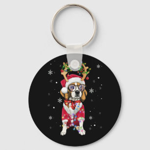 Santa Beagle reindeer Light Christmas gifts Key Ring