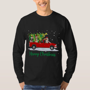 Santa Beagle Riding Red Truck Merry Christmas T-Shirt