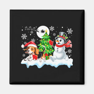 Santa Beagle Snowman Running Friends Christmas Own Magnet
