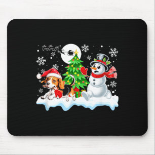 Santa Beagle Snowman Running Friends Christmas Own Mouse Mat