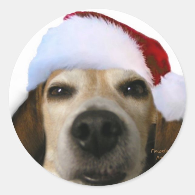 Santa Beagle Sticker (Front)