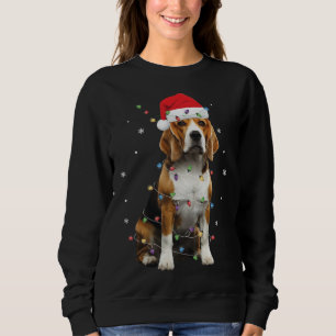 Santa Beagle with Christmas lights Funny Dog Lover Sweatshirt