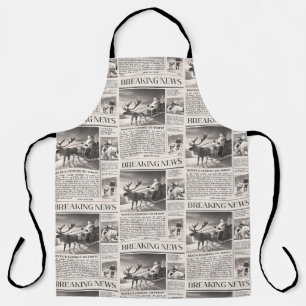 Santa Bear Breaking News Newspaper Christmas Deer Apron