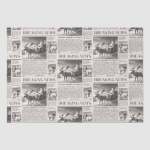Santa Bear Breaking News Newspaper Christmas Deer Tissue Paper